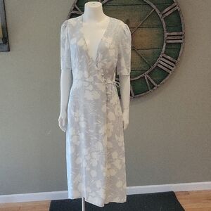 Wilfred For Aritzia Lulea Wrap Dress In Chrome Gray  /Lt Brch